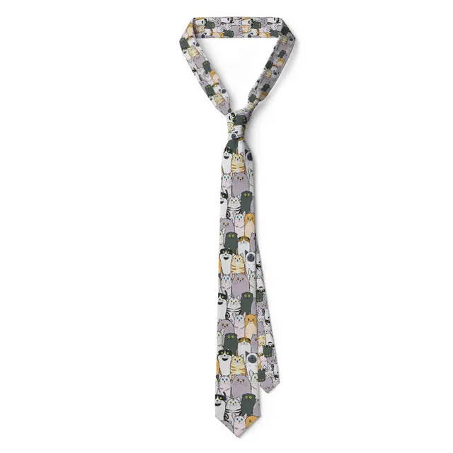 3D Printed Neck Tie Cartoon Cute Mini Dog Party Shirt