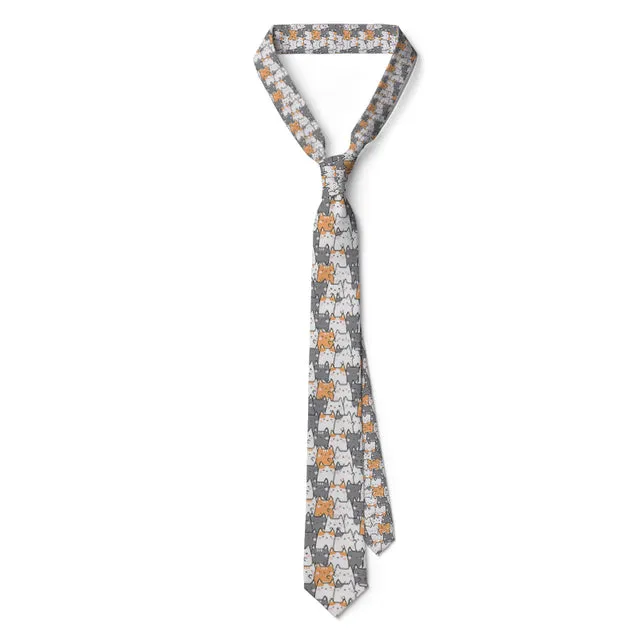 3D Printed Neck Tie Cartoon Cute Mini Dog Party Shirt