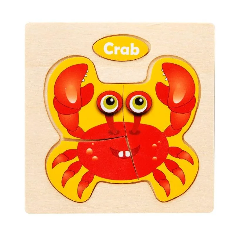 3D Puzzle Wooden Toys For Children Cartoon Animal Vehicle Wood Creative Jigsaw Kids Baby Early Educational Learning Toy