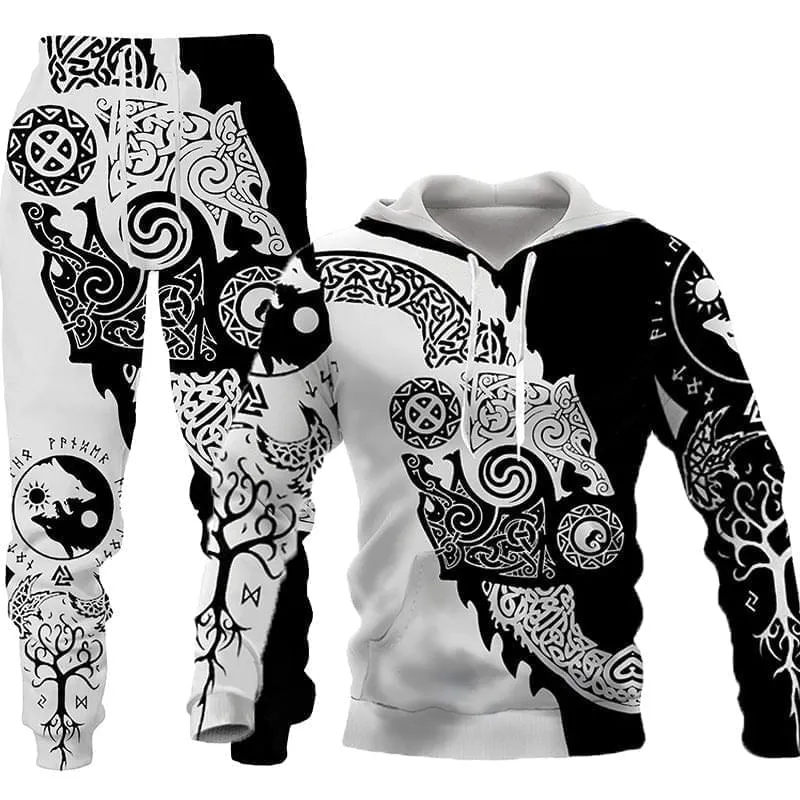 3D Wolf Print Sportswear Hooded Suit For Men's - GlamzLife
