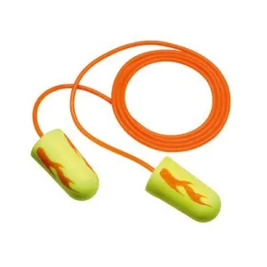3M E-A-Rsoft Yellow Neon Blasts Earplugs 311-1252, Corded, Poly Bag, Regular Size, 2000 Pair/Case