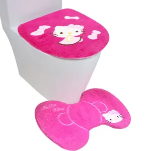 3pcs Cute Toilet Seat Cover Household Paste Toilet Seat Thickened Fleece-Lined Toilet Seat Cover  Three-Piece Set
