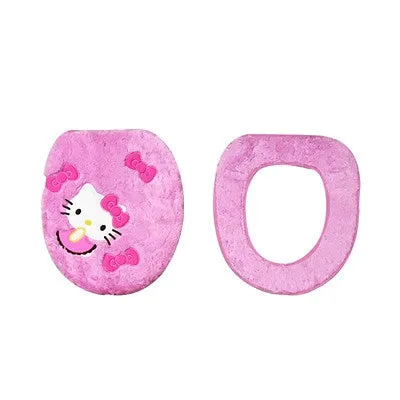 3pcs Cute Toilet Seat Cover Household Paste Toilet Seat Thickened Fleece-Lined Toilet Seat Cover  Three-Piece Set