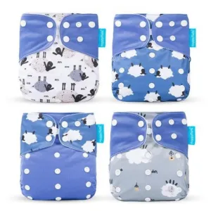 4 Pack Cloth Diaper Reusable Nappy 3-15KG Baby Cartoon Sheep