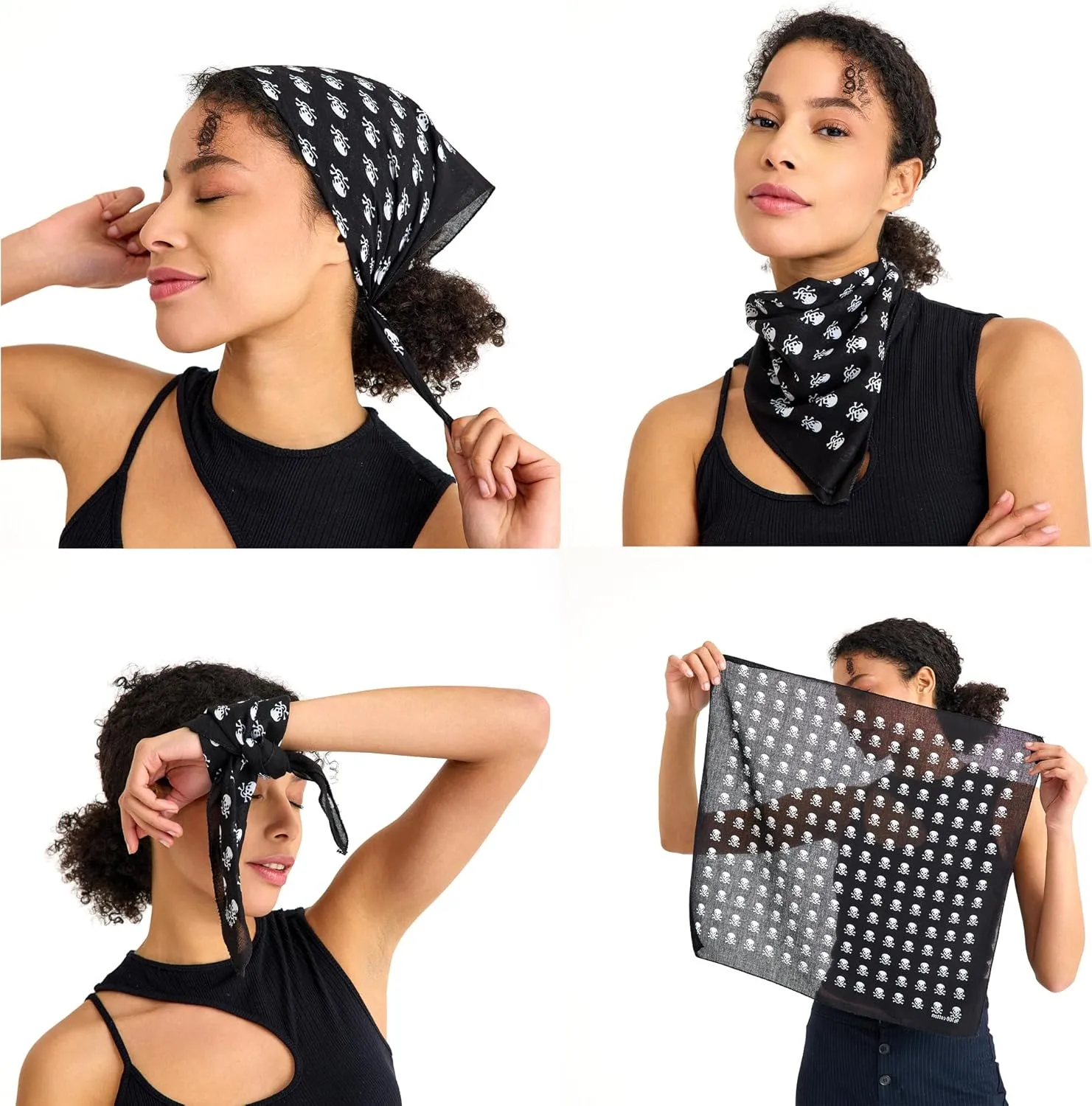 4 Pack Cotton Bandanas, Breathable Square Scarf Headwear, Headbands 22x22 inch - 100% Cotton Bandanas