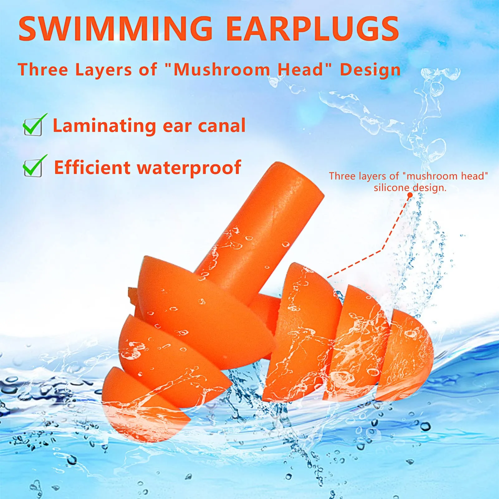 4 Pairs Earplugs for Sleep, Soft Silicone Ear Plugs for Sleeping Ear Plugs for Sleeping Noise Cancelling Reusable Swimming,Hearing Protection