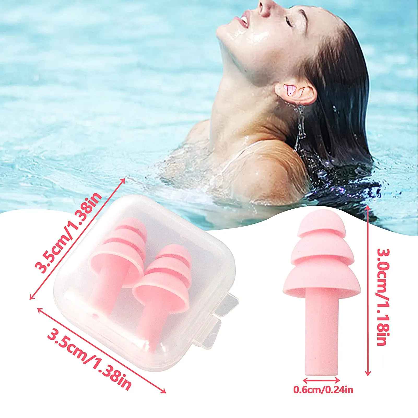 4 Pairs Earplugs for Sleep, Soft Silicone Ear Plugs for Sleeping Ear Plugs for Sleeping Noise Cancelling Reusable Swimming,Hearing Protection