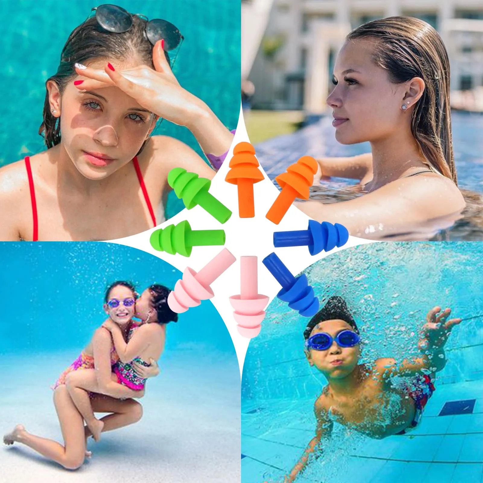 4 Pairs Earplugs for Sleep, Soft Silicone Ear Plugs for Sleeping Ear Plugs for Sleeping Noise Cancelling Reusable Swimming,Hearing Protection