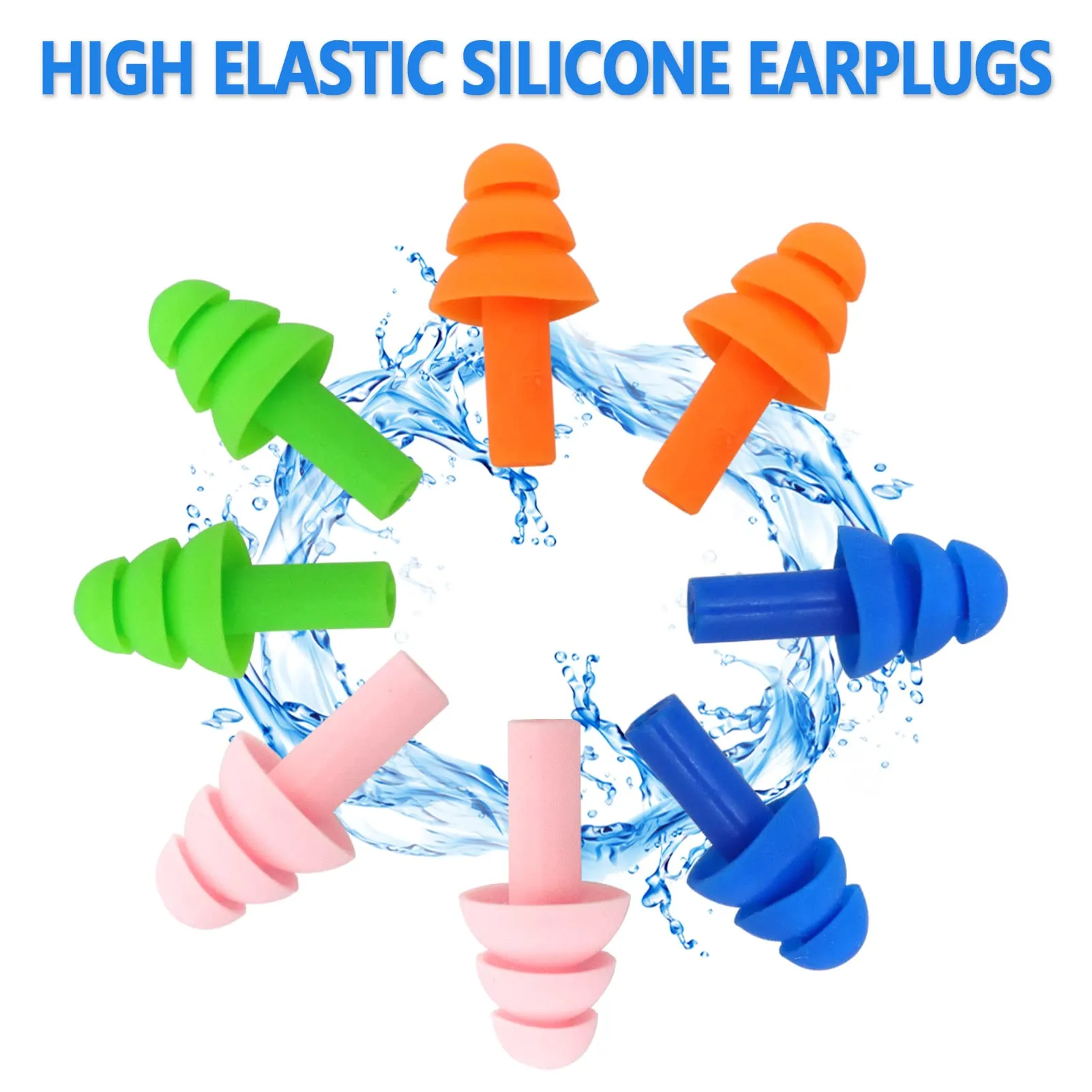 4 Pairs Earplugs for Sleep, Soft Silicone Ear Plugs for Sleeping Ear Plugs for Sleeping Noise Cancelling Reusable Swimming,Hearing Protection