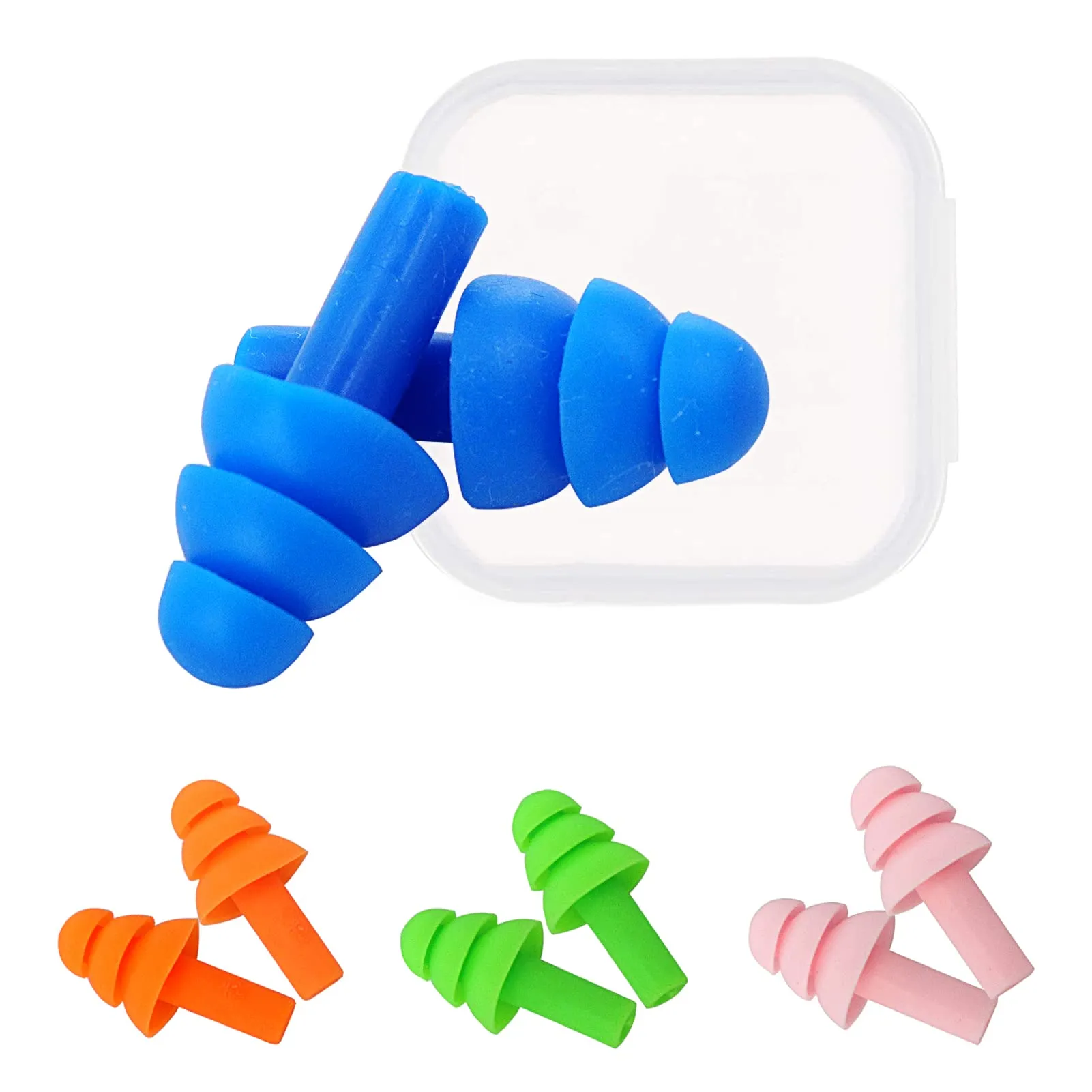 4 Pairs Earplugs for Sleep, Soft Silicone Ear Plugs for Sleeping Ear Plugs for Sleeping Noise Cancelling Reusable Swimming,Hearing Protection