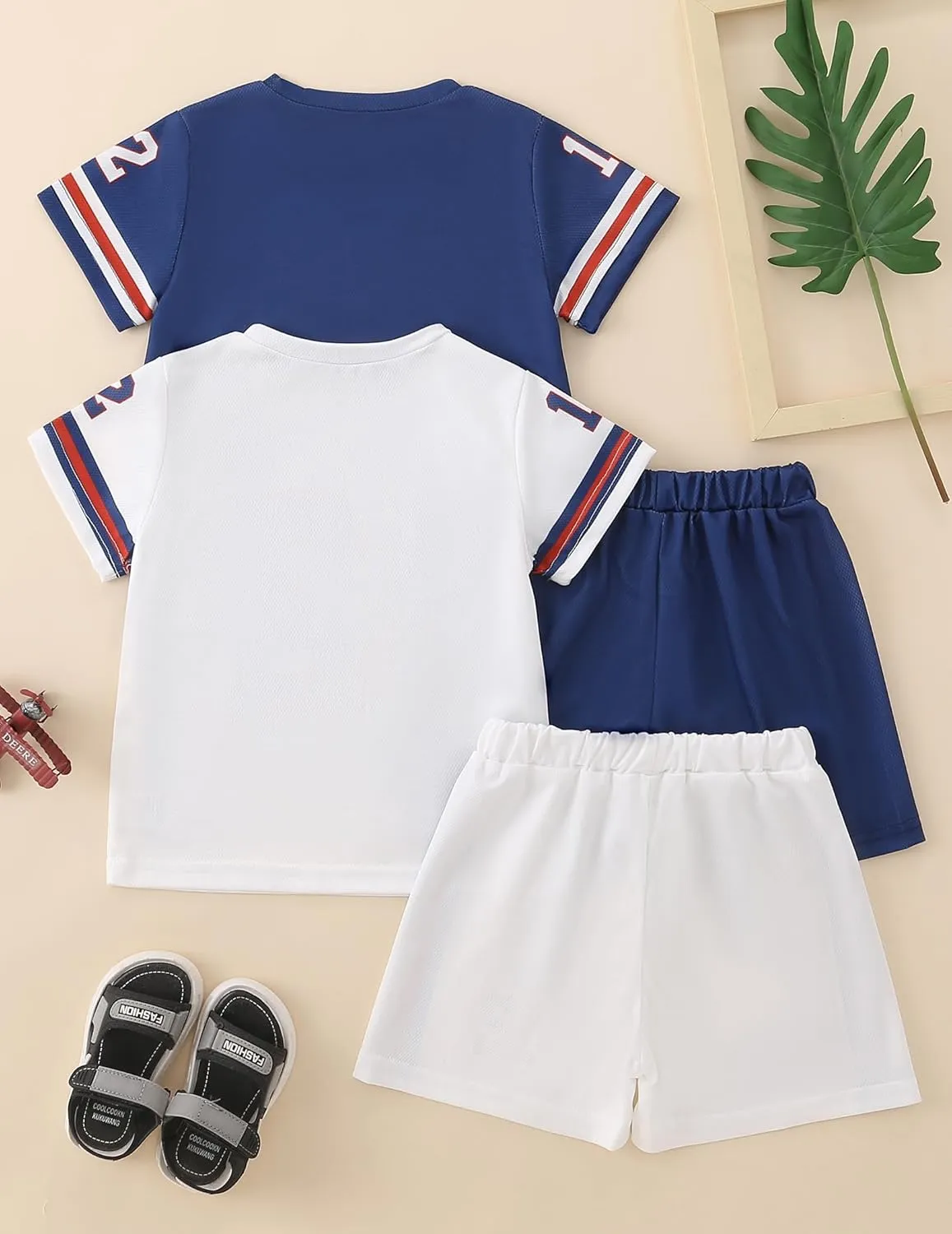 4 Pcs Boys Clothes Athletic Outfits Set Shorts and Performance T-Shirt Crew Neck Summer Kids Outfit Size 4-12Y