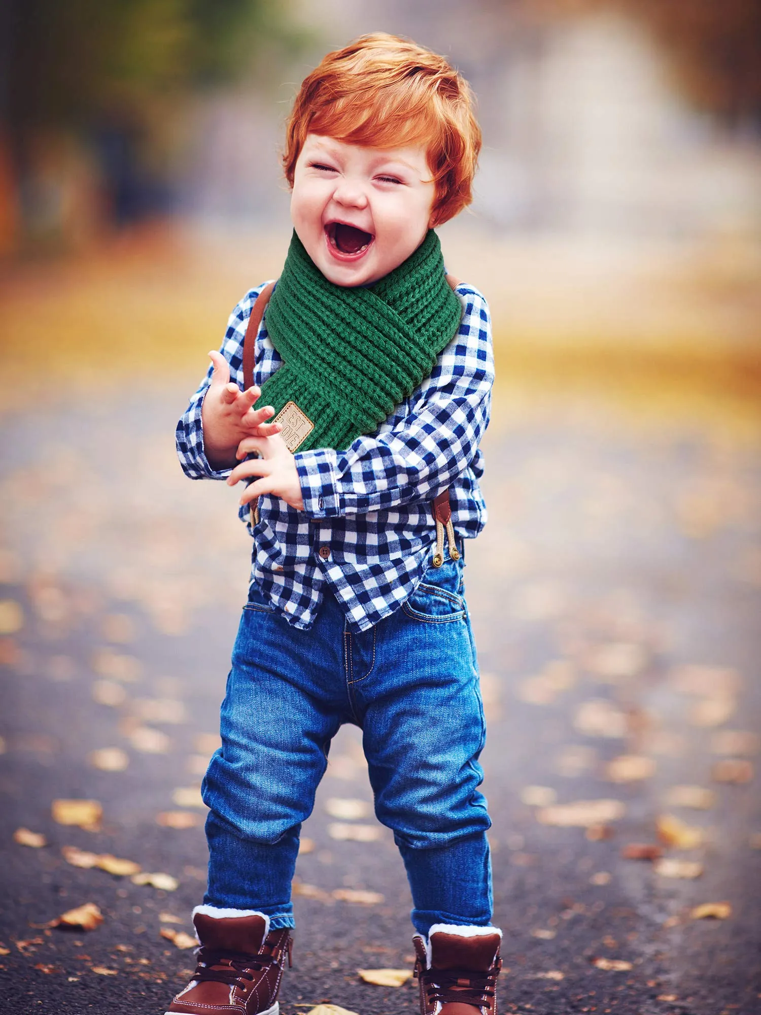 4 Pieces Kids Knitted Scarf Winter Solid Color Toddler Warmer Scarf for Boy Girl Red, Green, Black, Light Gray