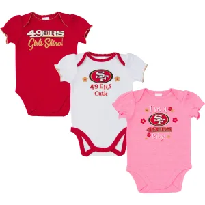 49ers Girls Shine 3 Pack Short Sleeved Onesies