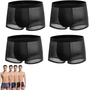4Pcs Breathable Boxer Briefs Men's Underwear Boxers Black
