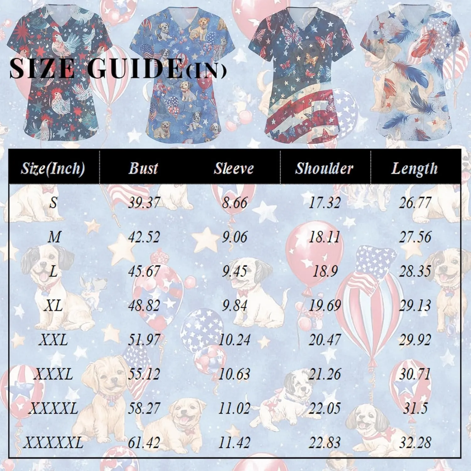 4th of July Scrubs for Women 2025 V Neck Printed Scrub Tops Soft Short Sleeve Nurse Uniform Shirts with 2 Pockets