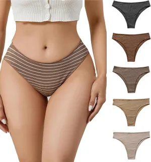 5PCS Women's Cotton Bikini Brief Underwear, Breathable Stretch Cotton Underwear, Multipacks