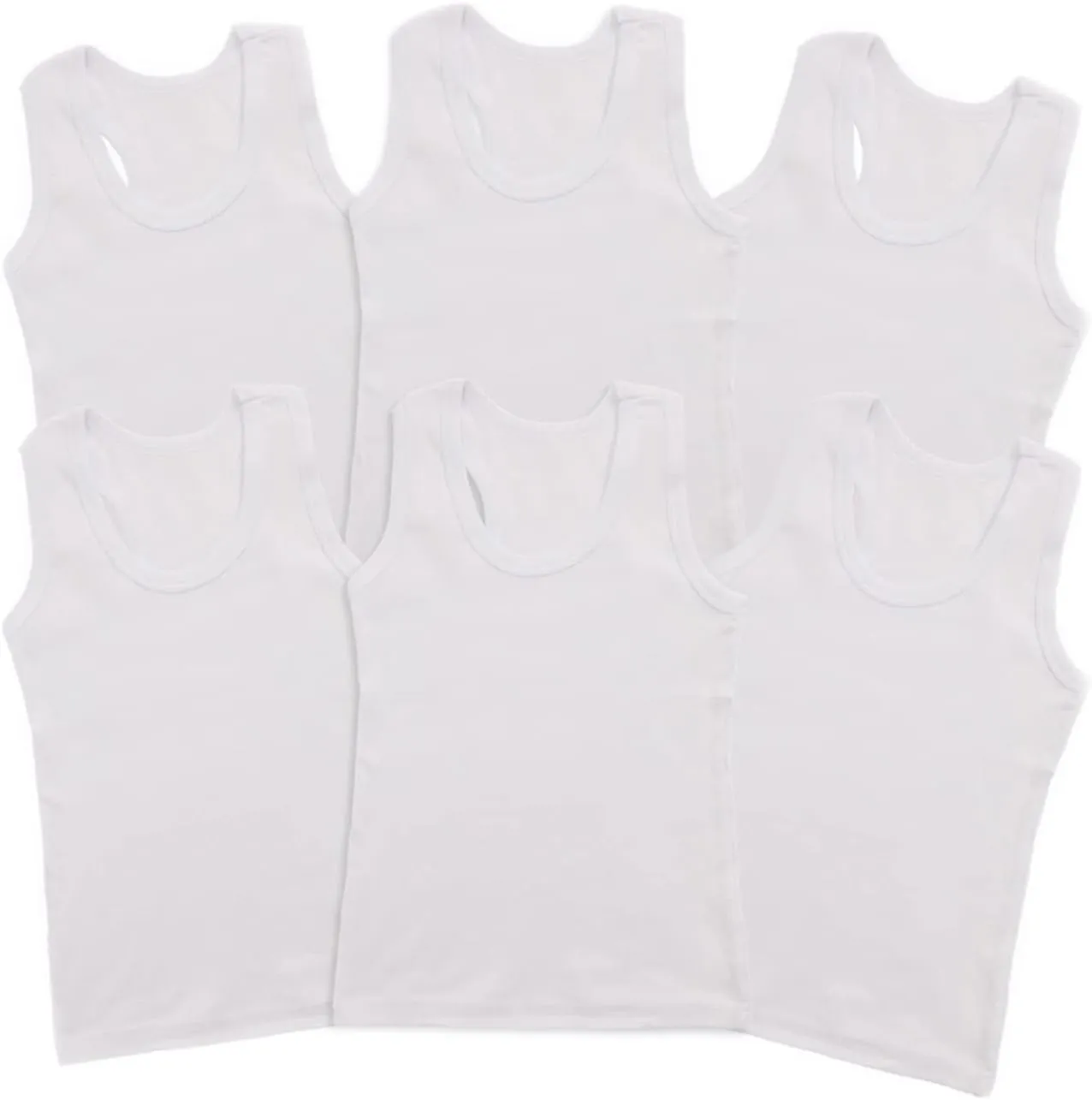 6-Pack Cotton Undershirt Tank Top 100% Cotton Soft Undershirt for Boys and Girls