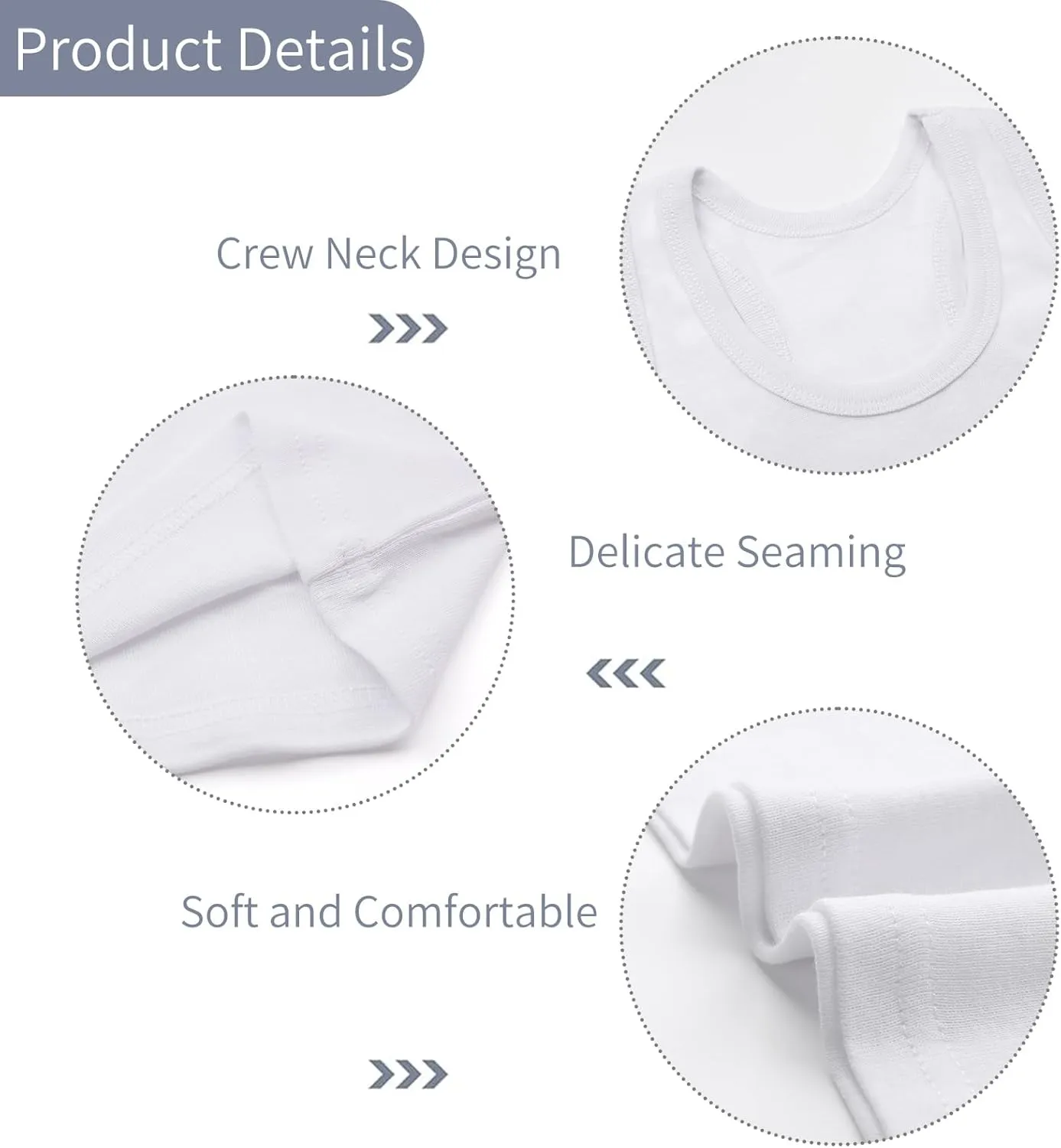 6-Pack Cotton Undershirt Tank Top 100% Cotton Soft Undershirt for Boys and Girls
