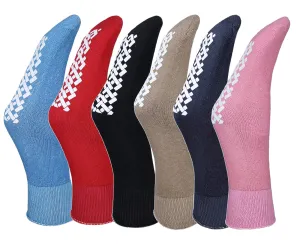 6 Pairs of Womens Diabetic Non Skid/Slip Medical Cotton Quarter Crew Length Socks, Rubber Gripper Bottom Hospital Fit's Shoe Size 6-9