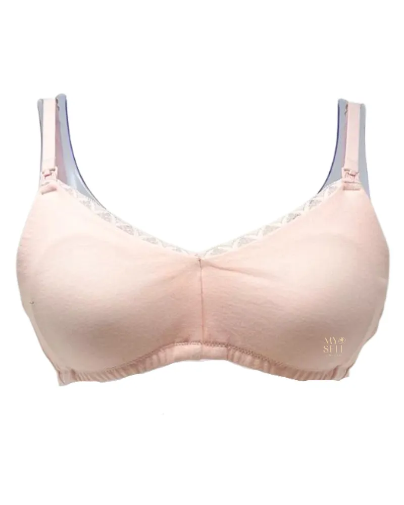 765058 Bliss Blushing Pink Cotton Wire Free Nursing Bra