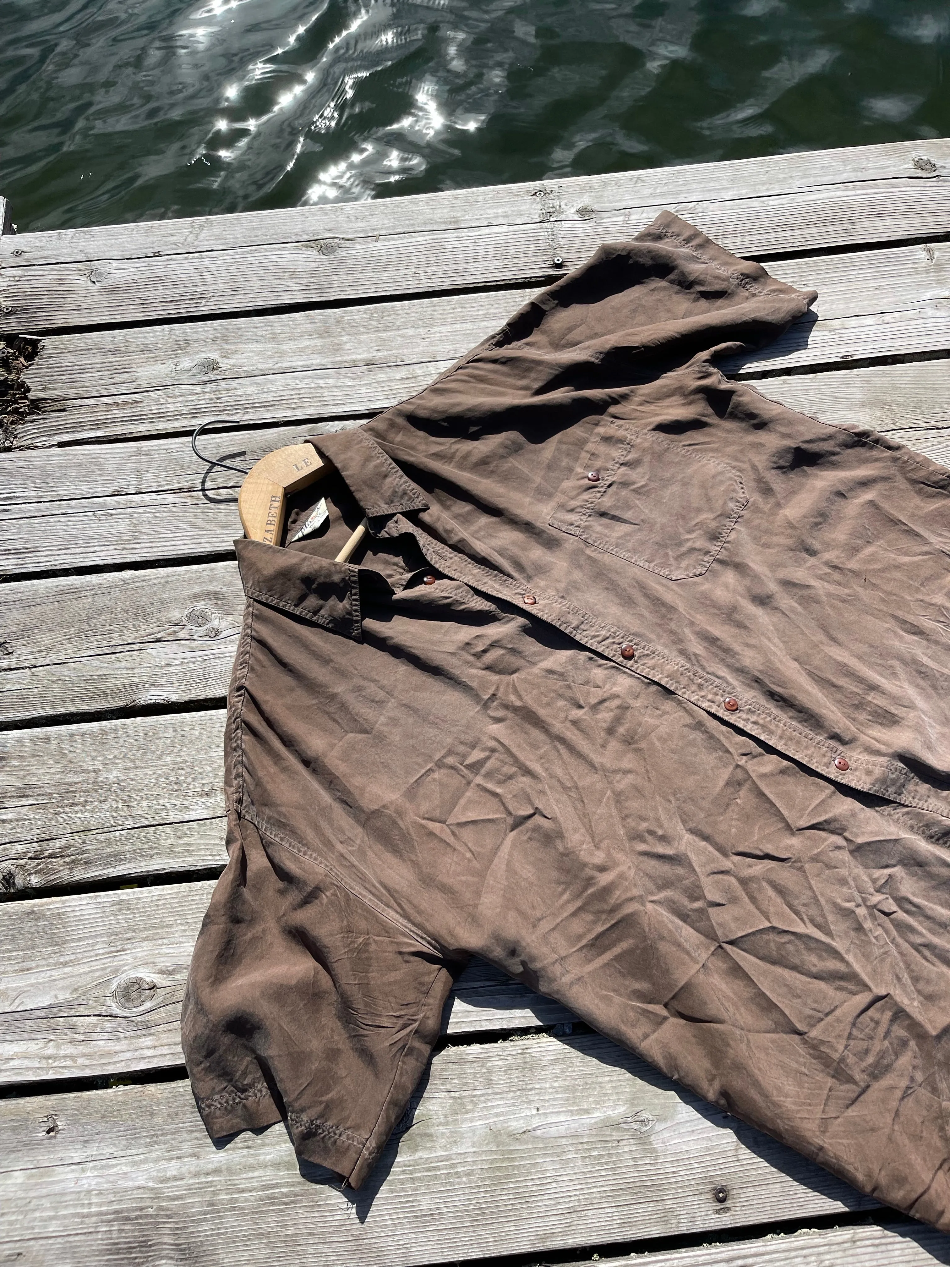 80s Chocolate 100% Silk Lightweight Tee - XL 