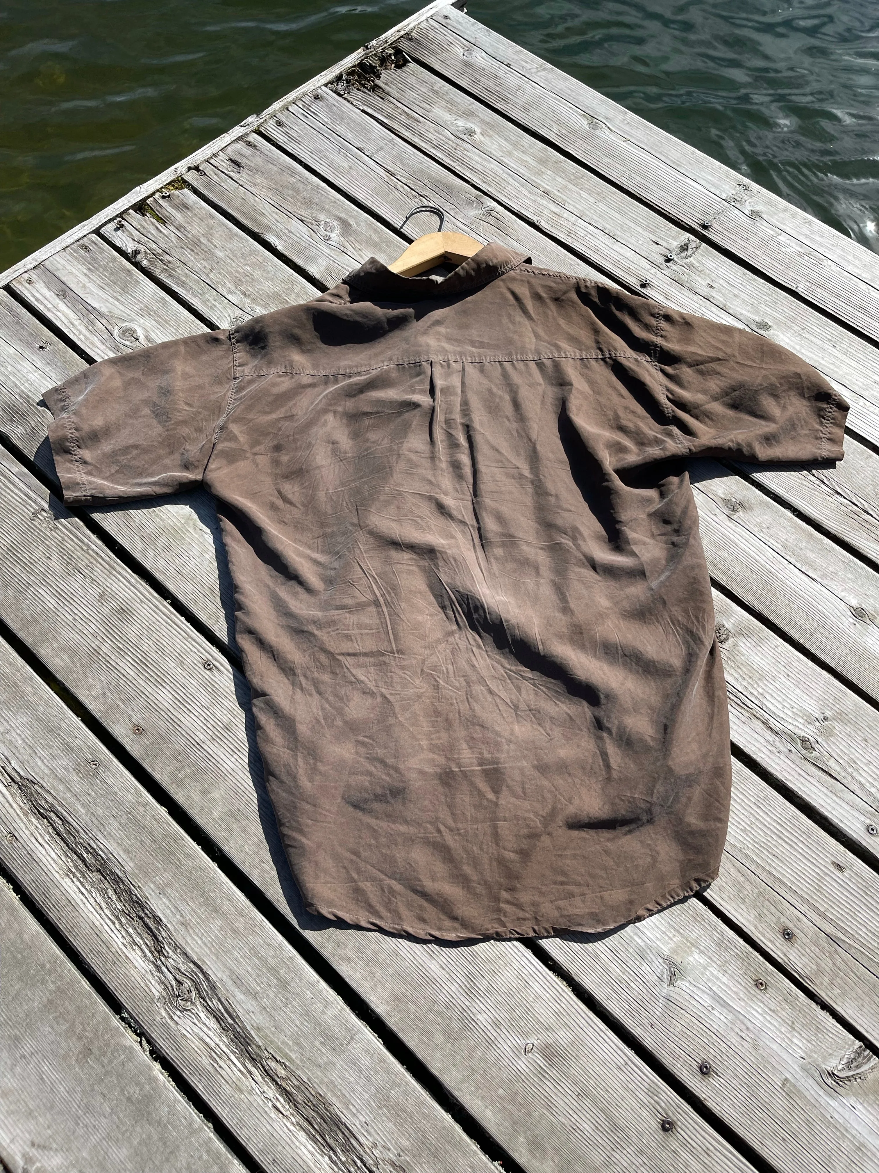 80s Chocolate 100% Silk Lightweight Tee - XL 