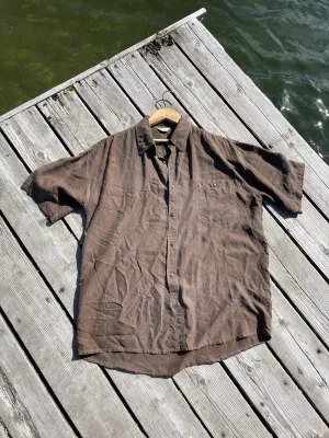 80s Chocolate 100% Silk Lightweight Tee - XL 