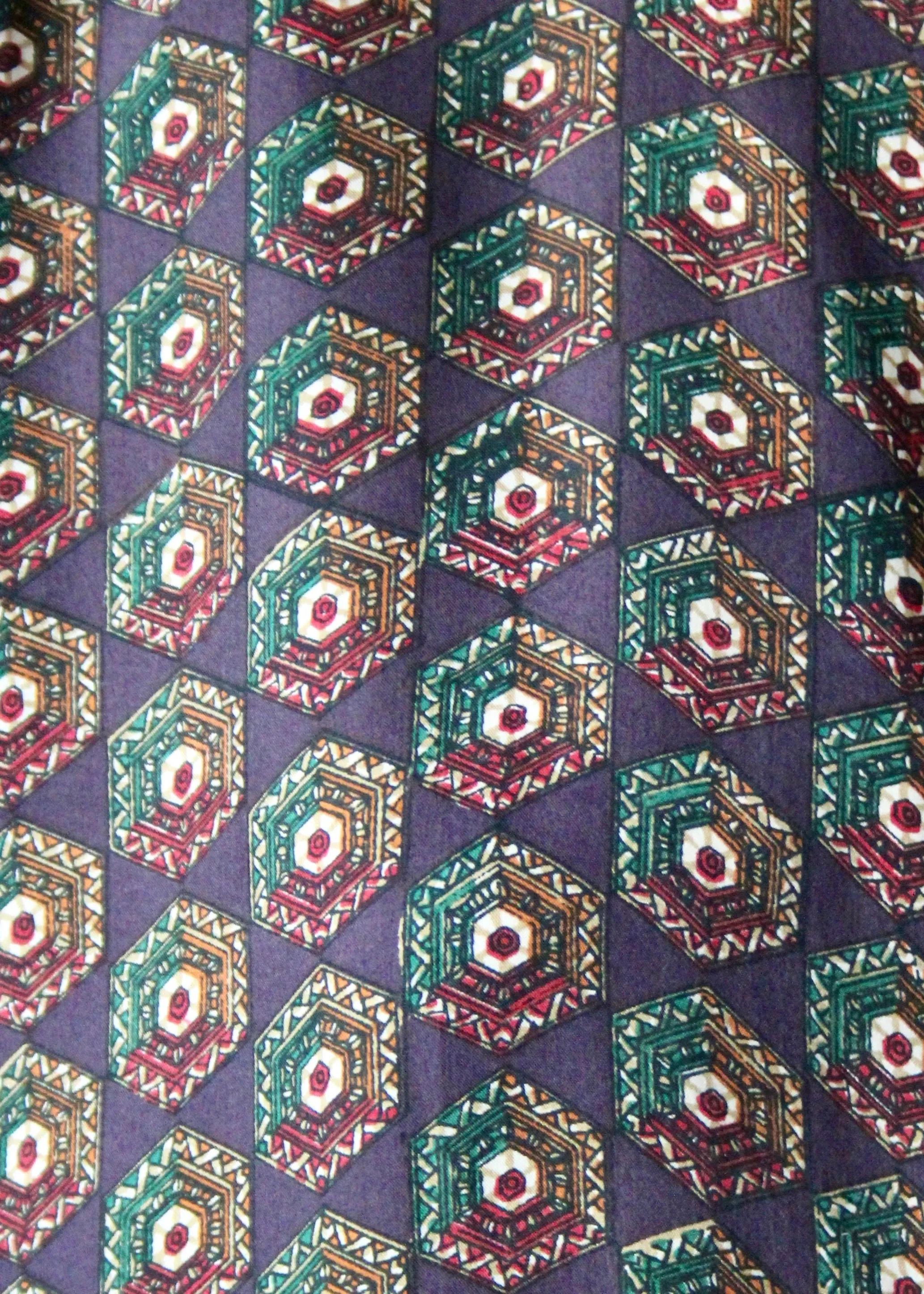 90s Chiamare 100% Silk Patterned Blouse - XL