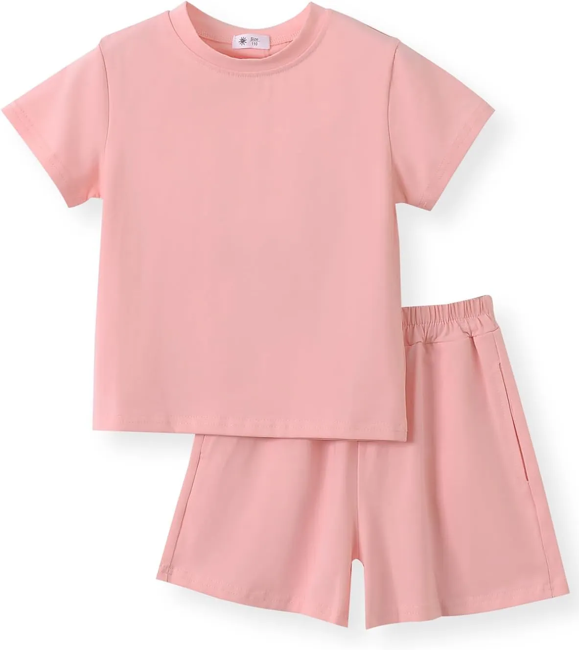 ACESTAR Toddler Baby Boys Girls Summer Clothes Set - Cotton Solid Plain Short Sleeve T-Shirt Tops   Shorts Cute Outfits Set