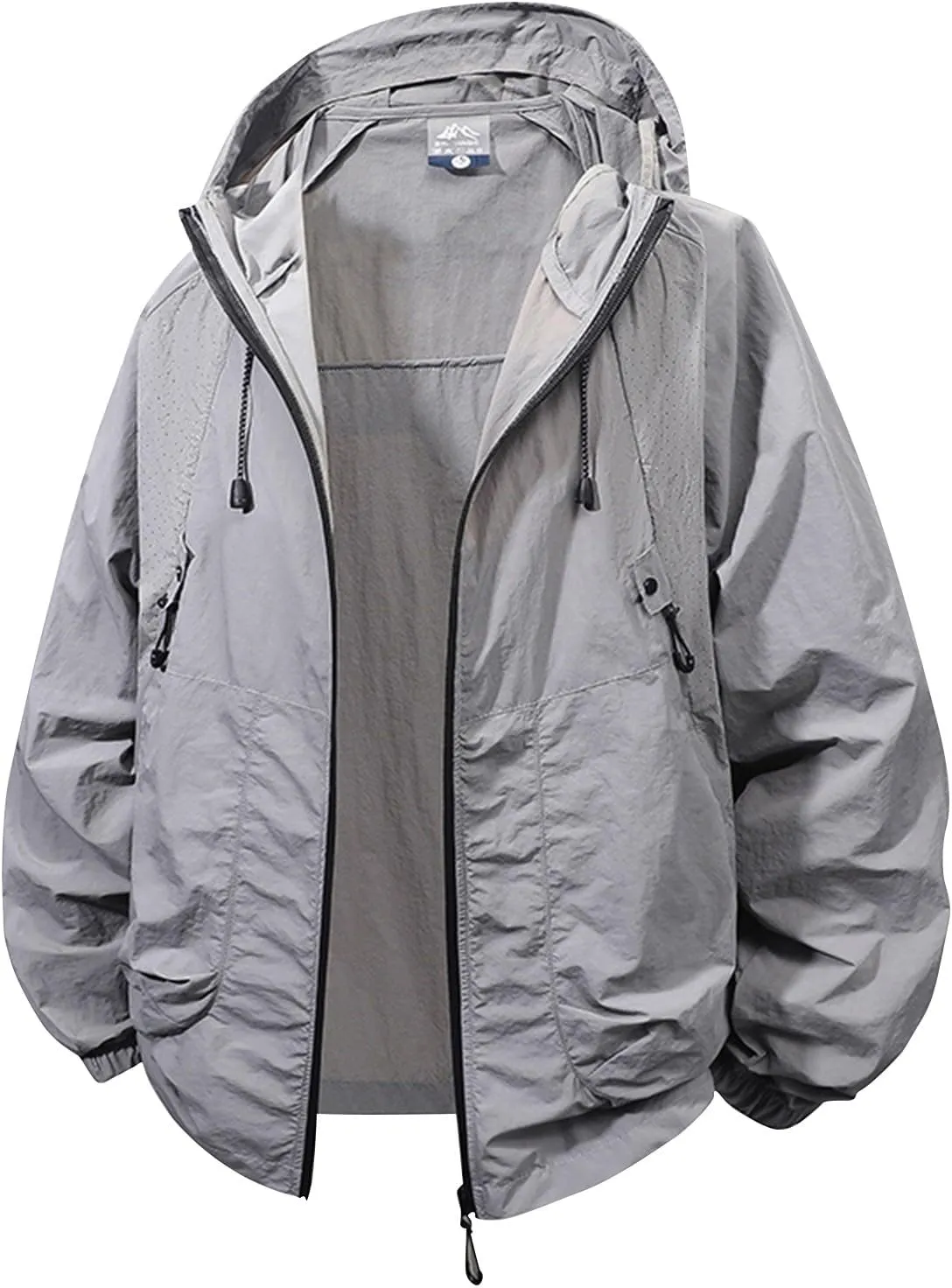 ADHOWBEW Uv Shirts for Men Big and Tall Lightweight Sun Protection Lightweight Outerwear Waterproof Jacket