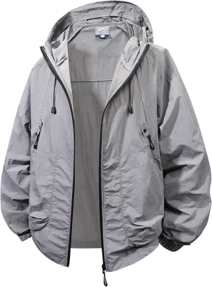 ADHOWBEW Uv Shirts for Men Big and Tall Lightweight Sun Protection Lightweight Outerwear Waterproof Jacket