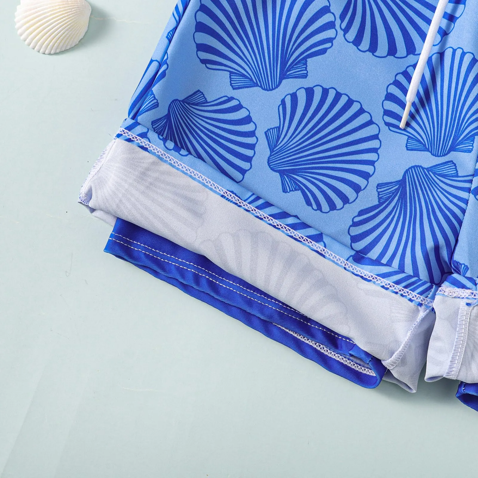 aichilra Boys Swim Trunks with Boxer Brief Liner Compression Anti Swimming Shorts Stretchy Quick Dry Blue Shell 7-8T
