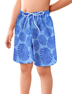 aichilra Boys Swim Trunks with Boxer Brief Liner Compression Anti Swimming Shorts Stretchy Quick Dry Blue Shell 7-8T