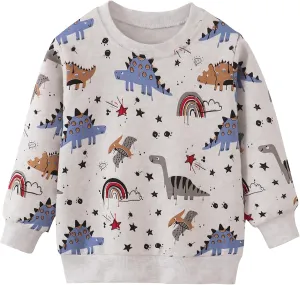 AIWUHE Toddler Sweatshirt Boys Girls Crewneck Pullover Tops Blouse Long Sleeve Cotton T-Shirt Fall Winter Clothes 2-6Y