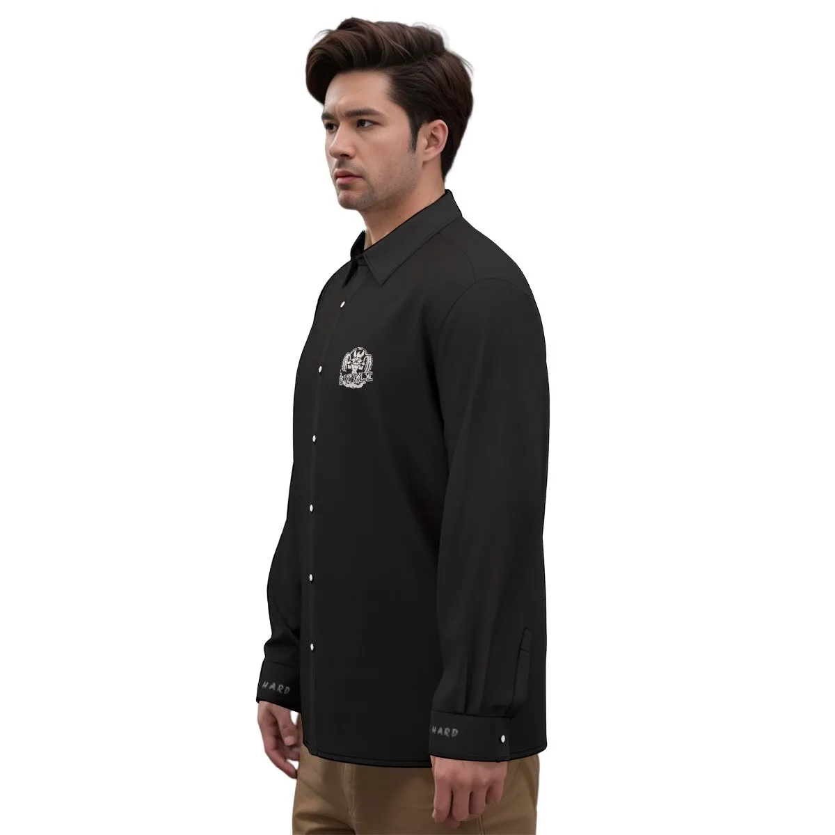 All-Over Print Men's Imitation Silk Long-Sleeved Shirt swole print