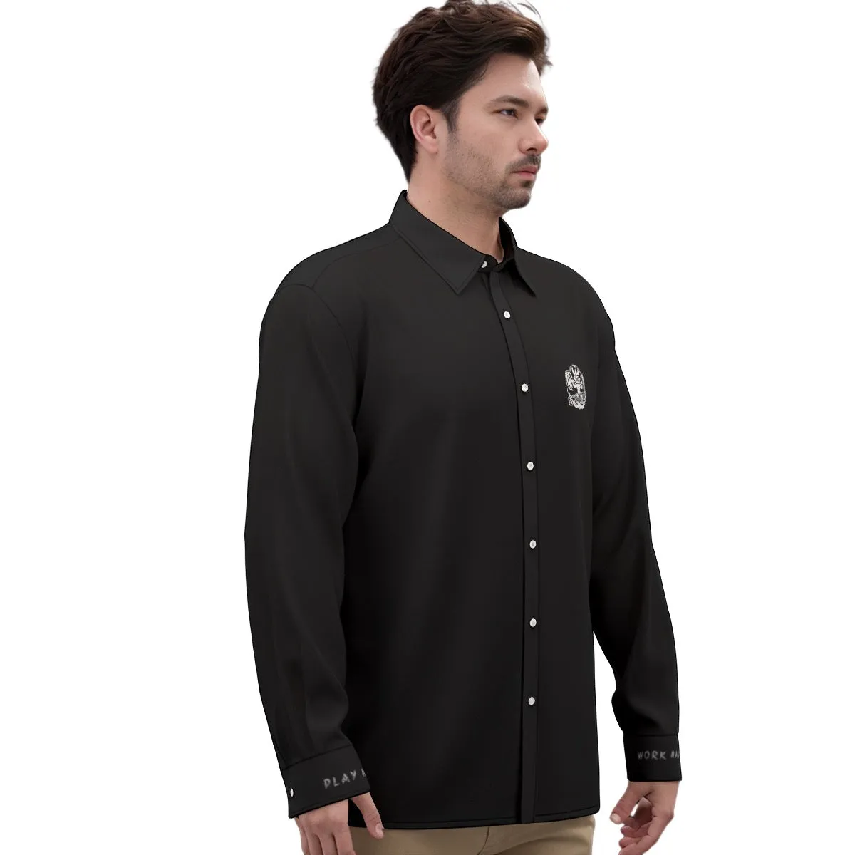 All-Over Print Men's Imitation Silk Long-Sleeved Shirt swole print