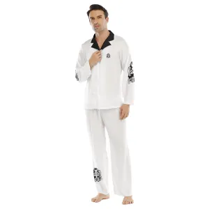 All-Over Print Men's Lapel Pajama Set swole print