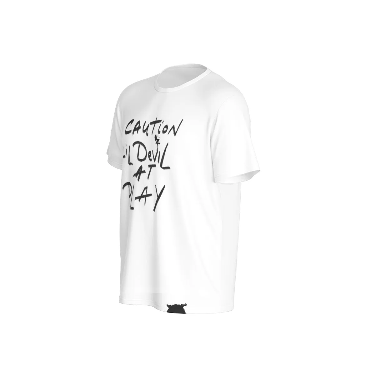 All-Over Print Men's O-Neck Sports T-Shirt caution lil devil at play print