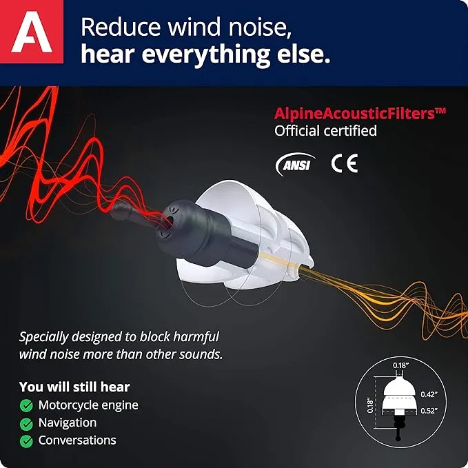 Alpine MotoSafe Tour - Motorcycle Ear Plugs for Wind Noise Reduction - 17dB