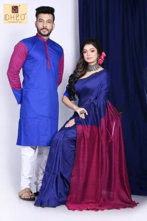 amaro Porano Jaha Chay- Handloom Kurta-Saree Couple Set