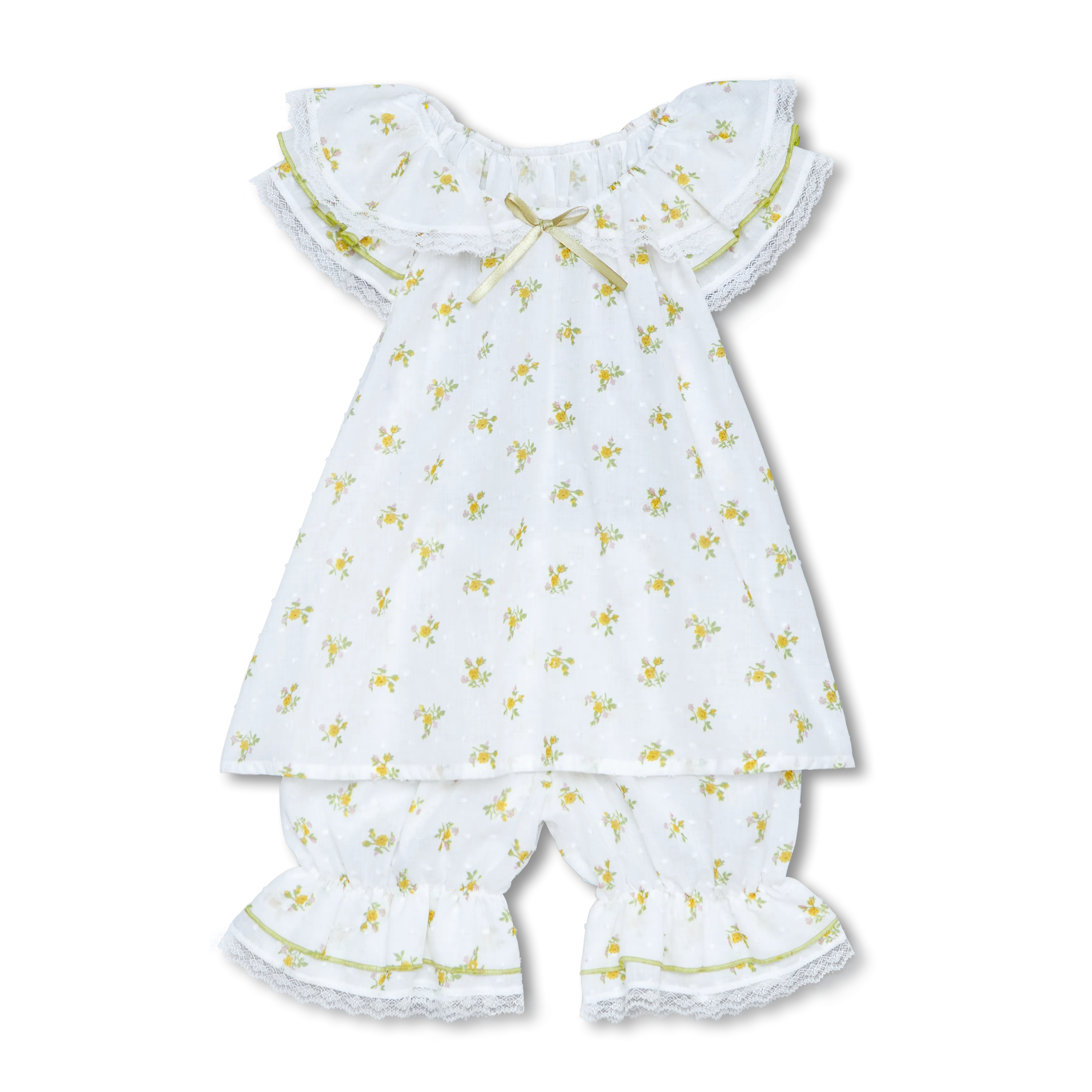 AMELIA - GIRLS COTTON PYJAMA GREEN FLOWERS