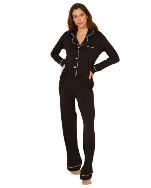 AMORE9644 Black/Ivory Bella Cotton Blend Pajamas Set
