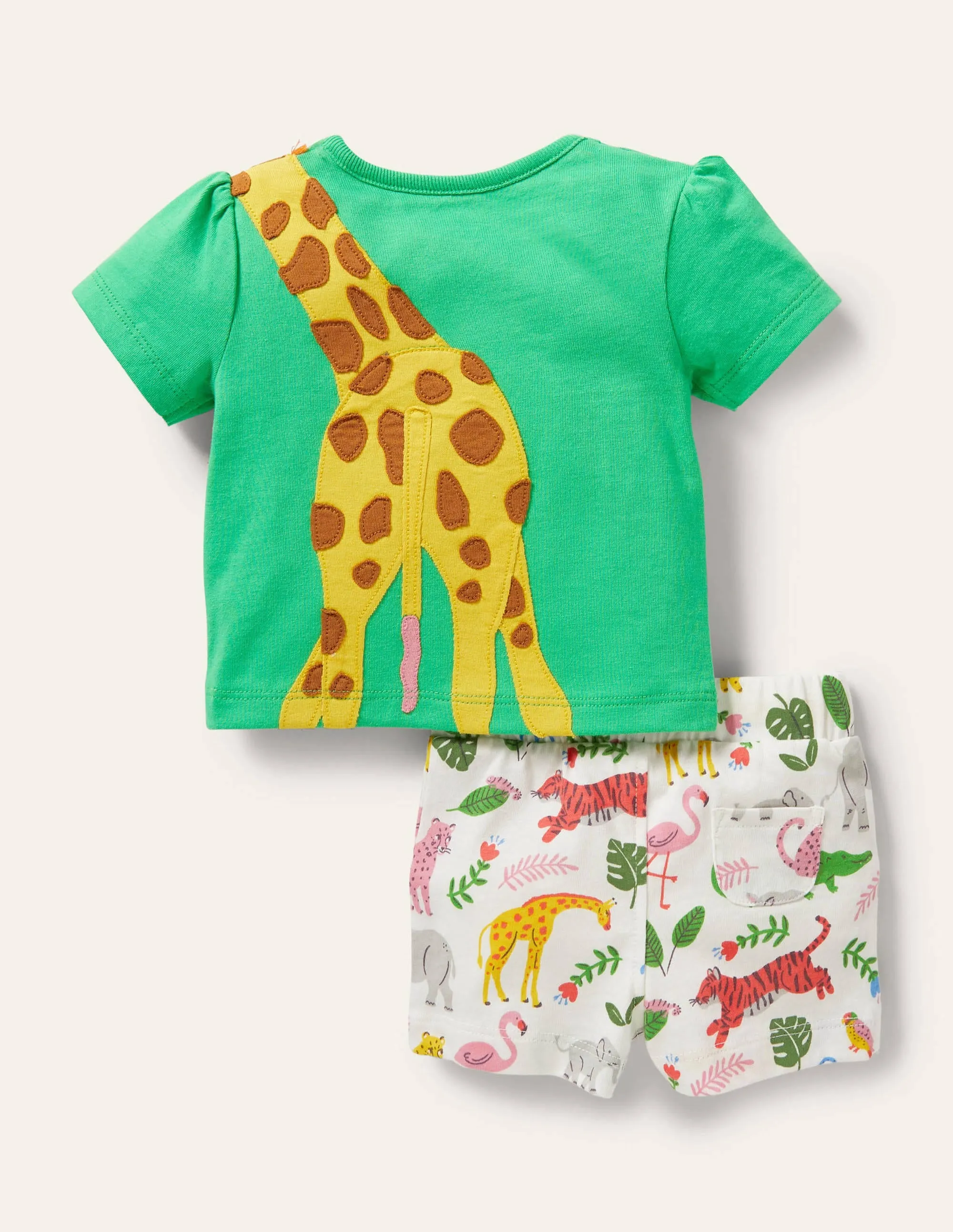 Appliqué Shorts Playset-Green Giraffe