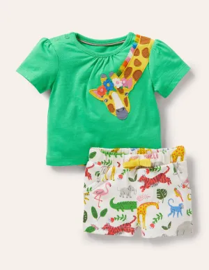 Appliqué Shorts Playset-Green Giraffe