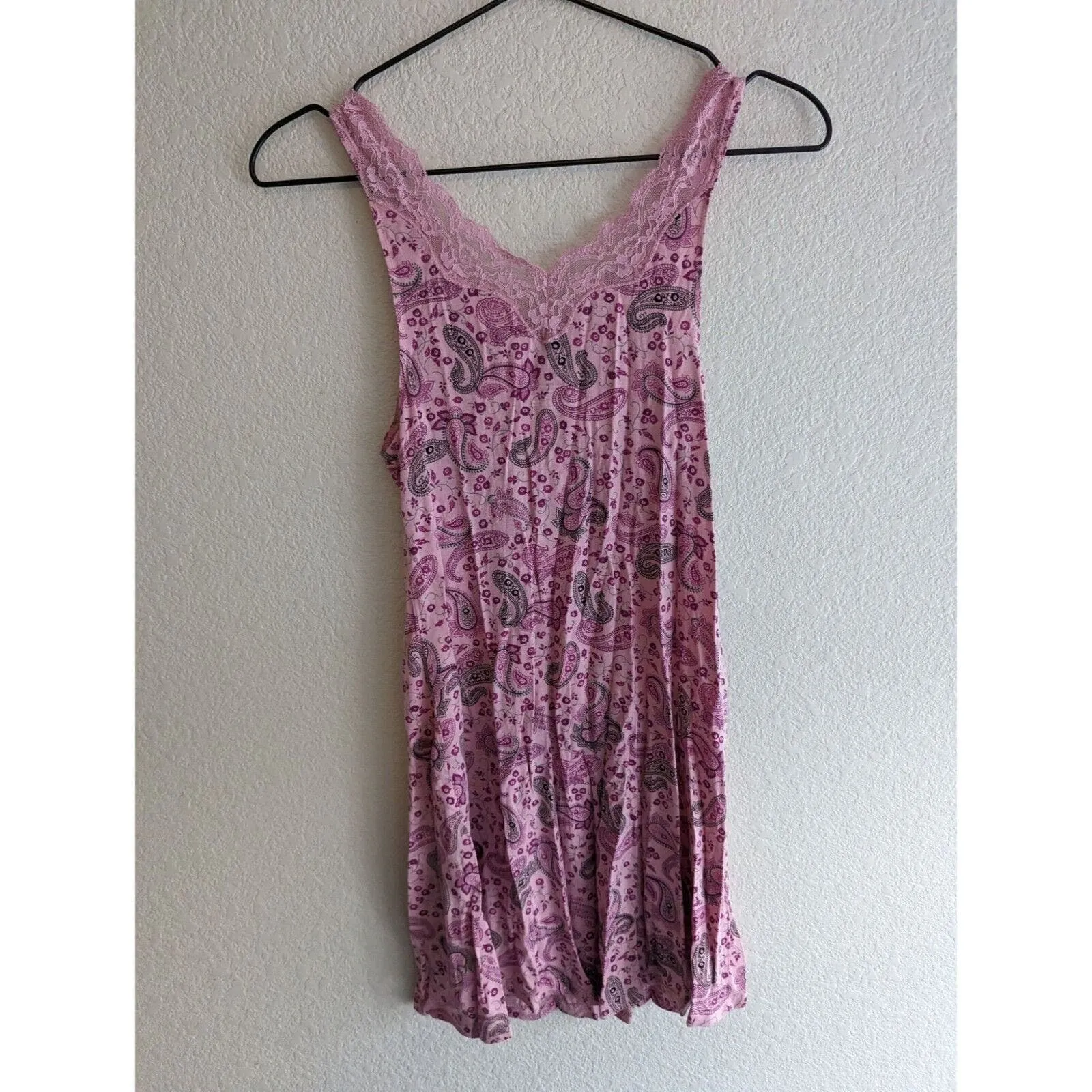 Apt 9 Intimates Womens Sz S Nightgown Sleeveless Pink Paisley Print