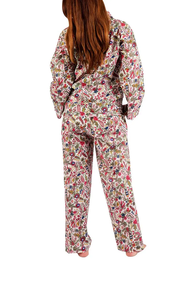 Arabella Carissa 100% Cotton Pyjama with Long Sleeve in Pink Multicolour Floral MD-751V
