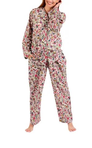 Arabella Carissa 100% Cotton Pyjama with Long Sleeve in Pink Multicolour Floral MD-751V