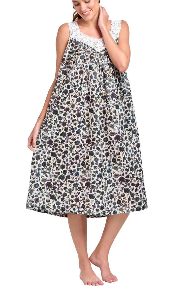Arabella Carmelina Nightgown in Black Multicolour Floral MD-410K