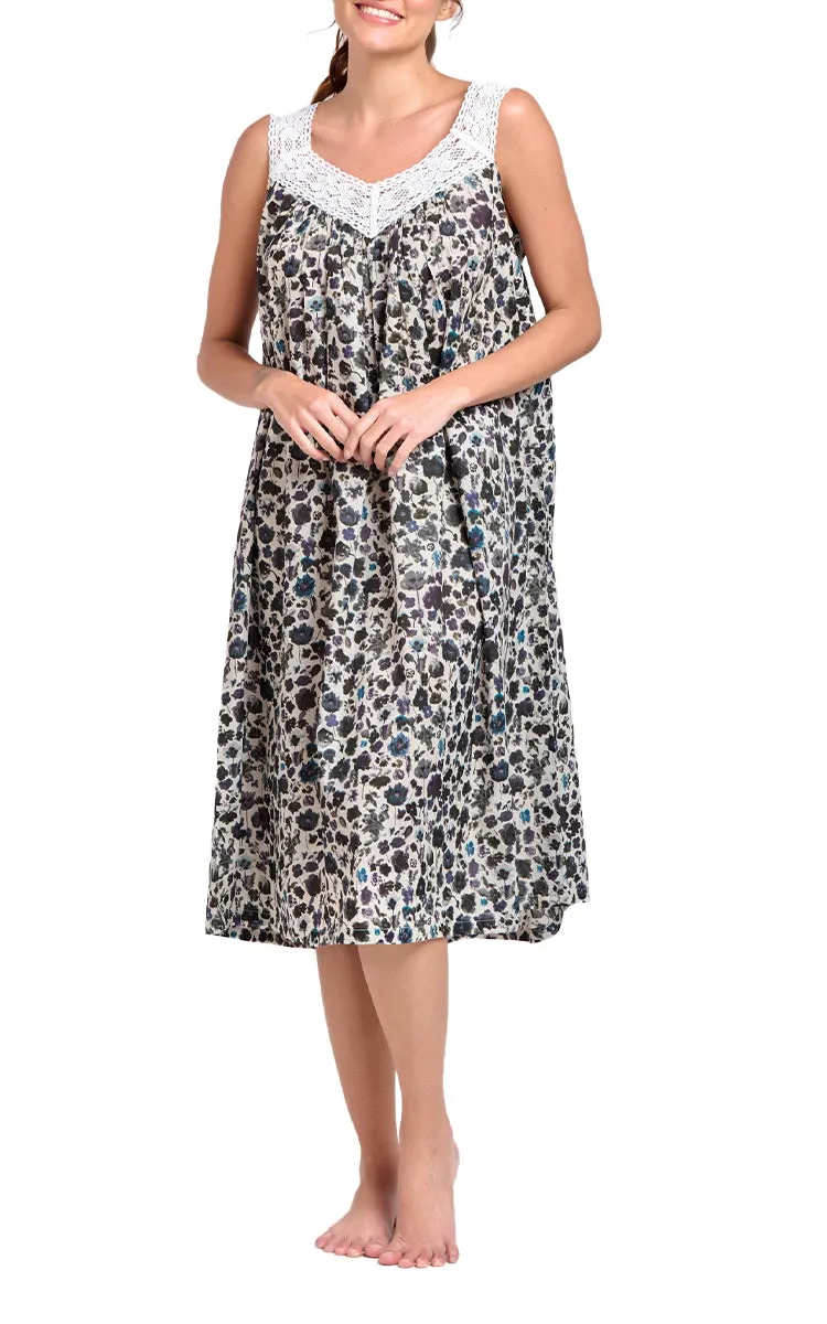 Arabella Carmelina Nightgown in Black Multicolour Floral MD-410K