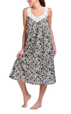 Arabella Carmelina Nightgown in Black Multicolour Floral MD-410K